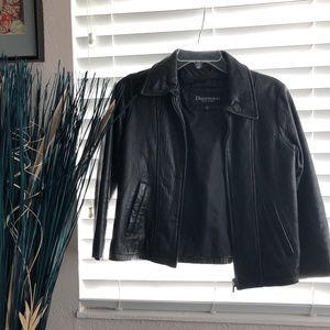 Vintage Genuine Black Leather Cropped Jacket